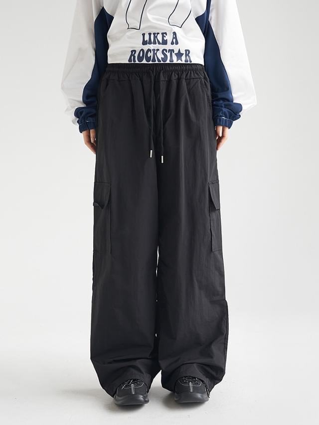 Big Size S-2XL Pug Nylon String Wide Banding Cargo Pants Pants