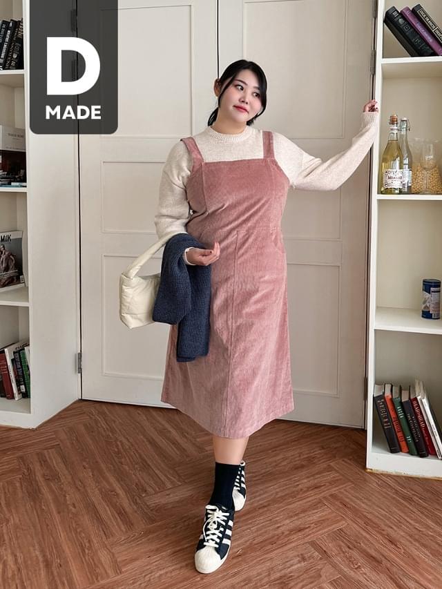 Big size 55-99 Bairing corduroy suspenders long Dress 连身裙