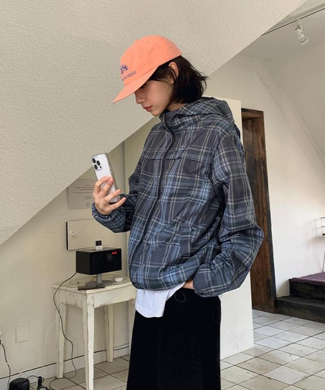 Shark check hooded windbreaker Jacket - 3 colors