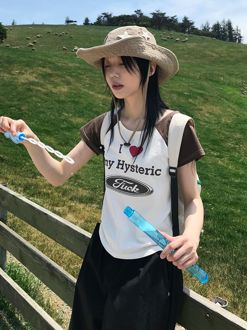HYSTERIC RAGLAN HALF T (cream / melange)