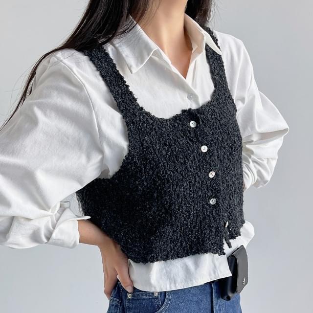 Big size 55-88 Twink Boucle Wool Knitwear Vest Bustier Wedding Guest Look 开襟衫