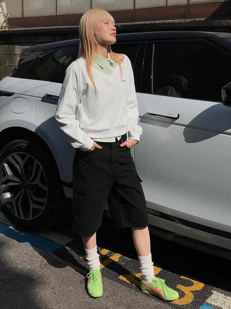 STRAIGHT BERMUDA CARGO PT (white / black)