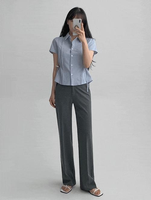 Side string crop shirt -2color