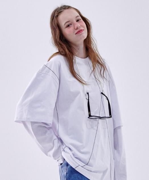 Chain stitch line overfit layered Sweatshirt