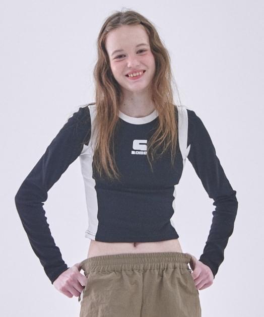 Sporty logo color cropped Sweatshirt long sleeve T-shirt