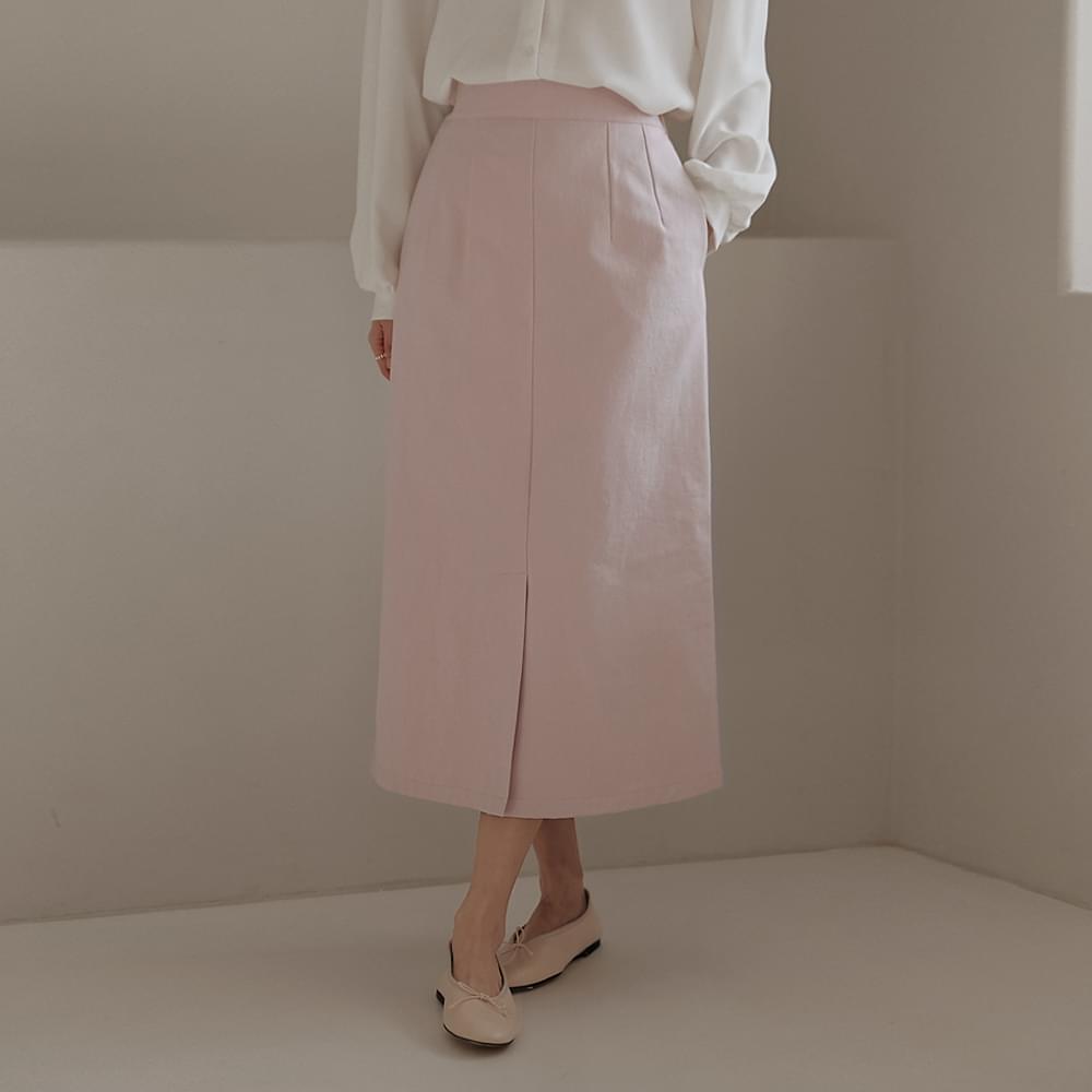 Moive Cotton Slit Banding Long Skirt