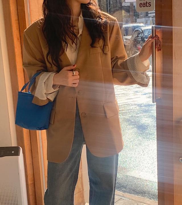 Saint Vintage Collarless Button Loose-fit Spring Jacket