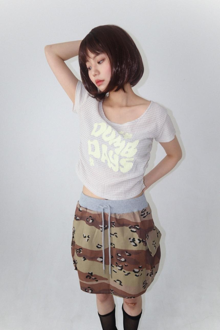 sale) Dumdum kitch shirring t-shirt