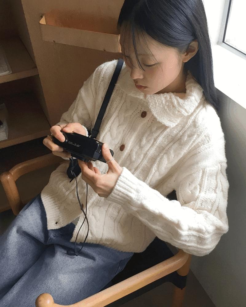 Robe Collar High Neck Avant Twisted Knitwear Long Sleeve Cardigan