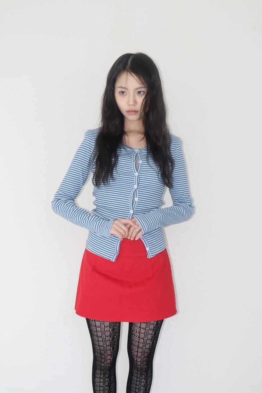 ) milk striped cardigan