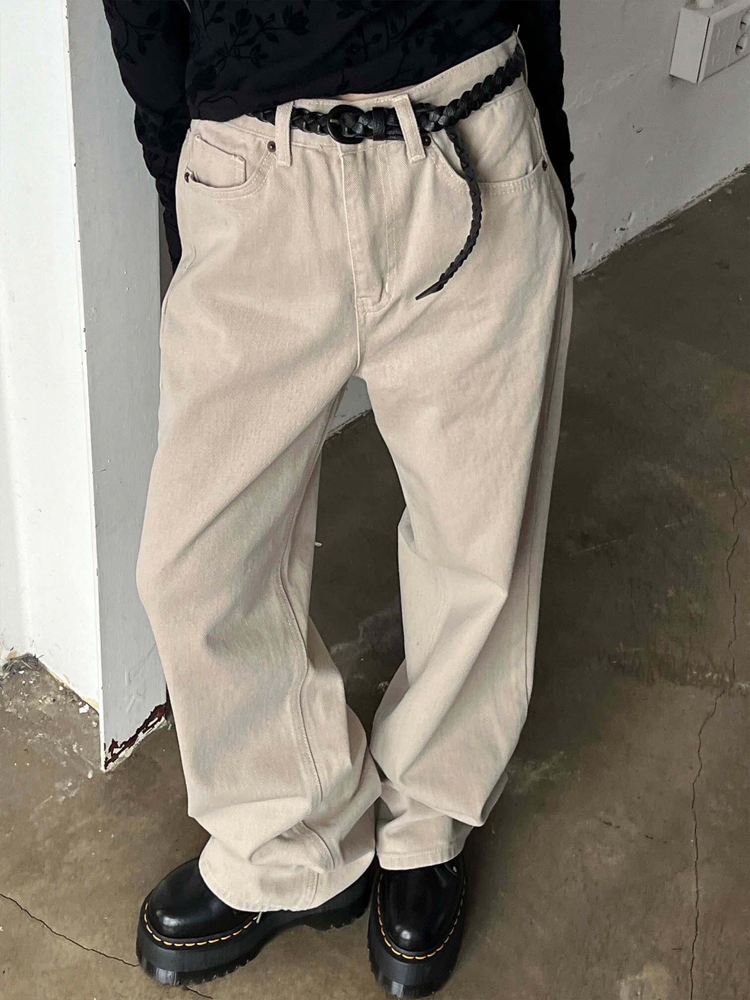 Log washed basic pants