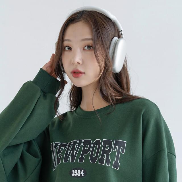 Big size 55-99 port lettering overfit Fleece-lined Sweatshirt 长袖上衣
