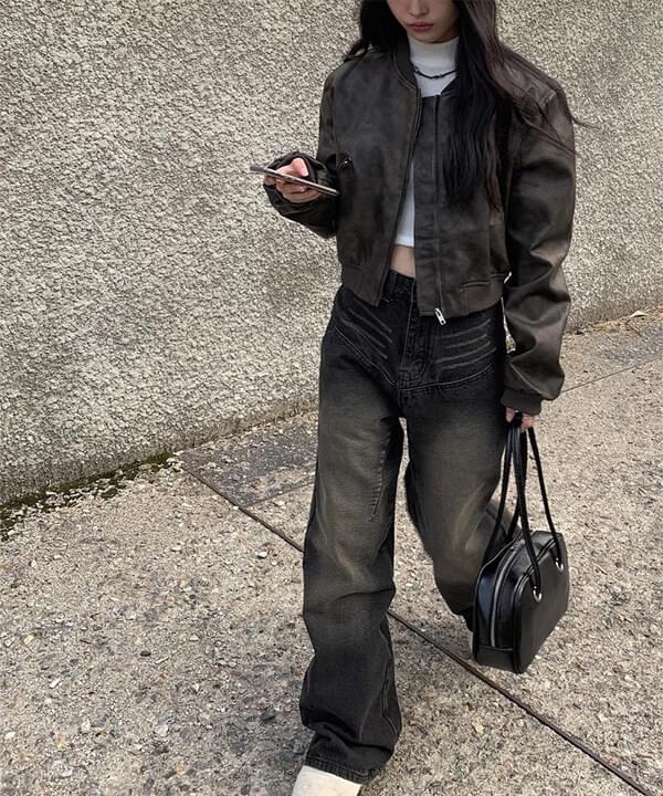 Saru leather blouson jacket