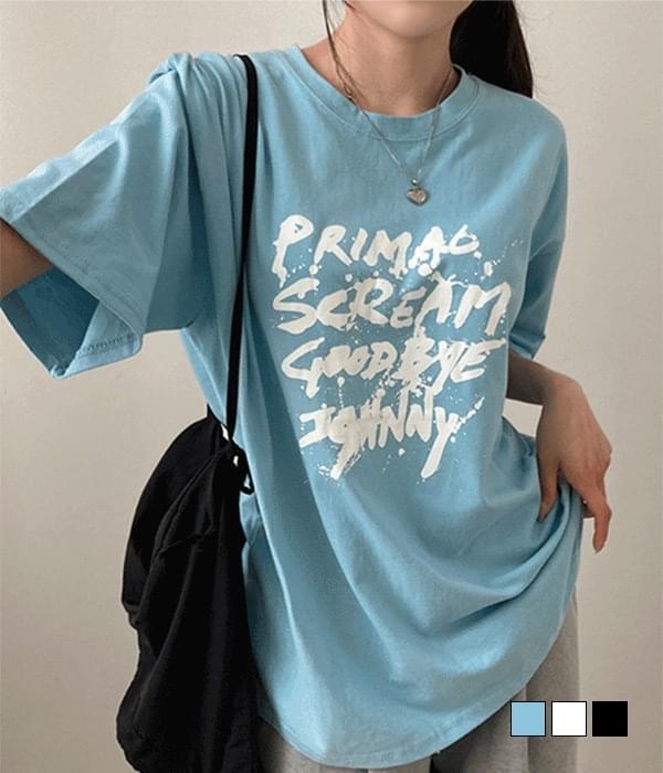 유니크 타이포힙 스트릿 레터링 오버핏 반팔 티셔츠
