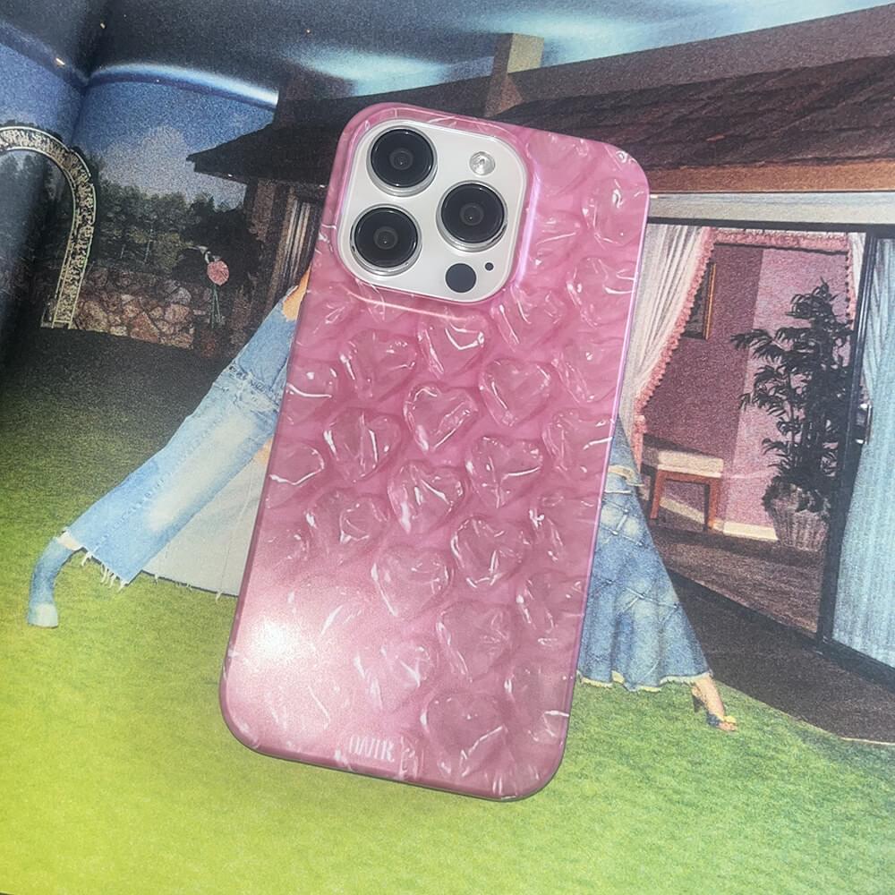 Pinky heart bubble wrap hard iPhone case