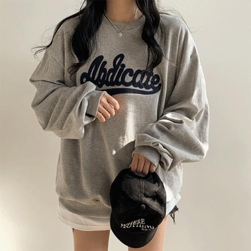 Olive Embroidery Lettering Overfit Sweatshirt