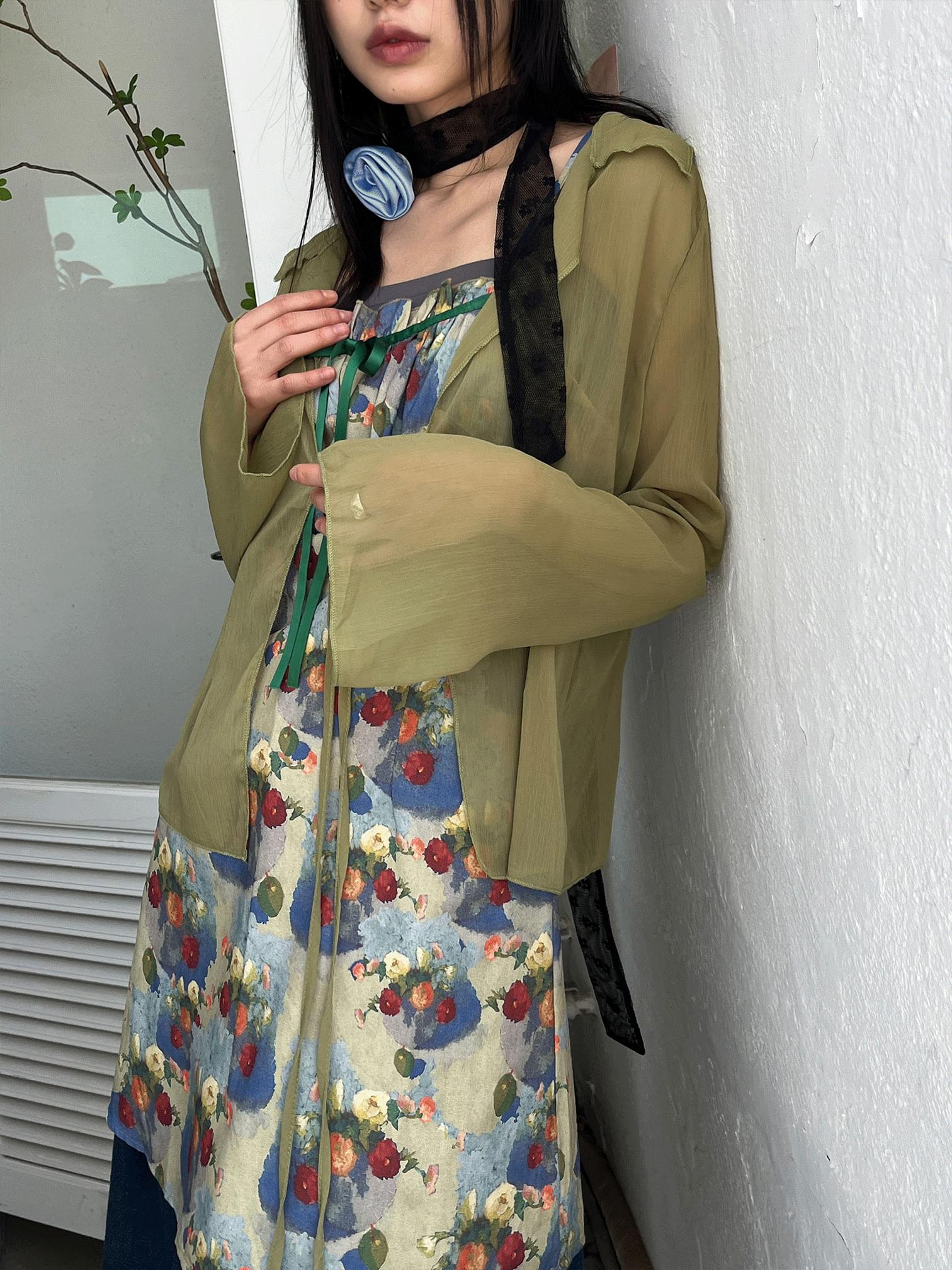 green watercolor set dress