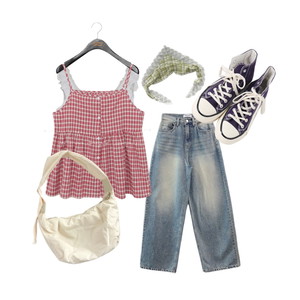 Casualcode,checker,denim,summer,ootd 코디