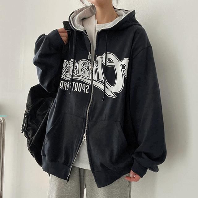 Char2way color matching hooded zip-up