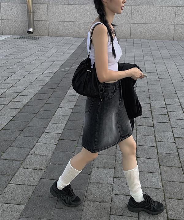 Kino Faded denim mini skirt (Ships Today)