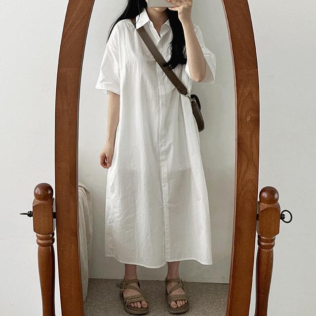 루즈반팔셔츠롱원피스 (5color)