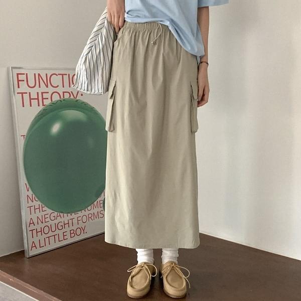 Branco Cargo Long Skirt