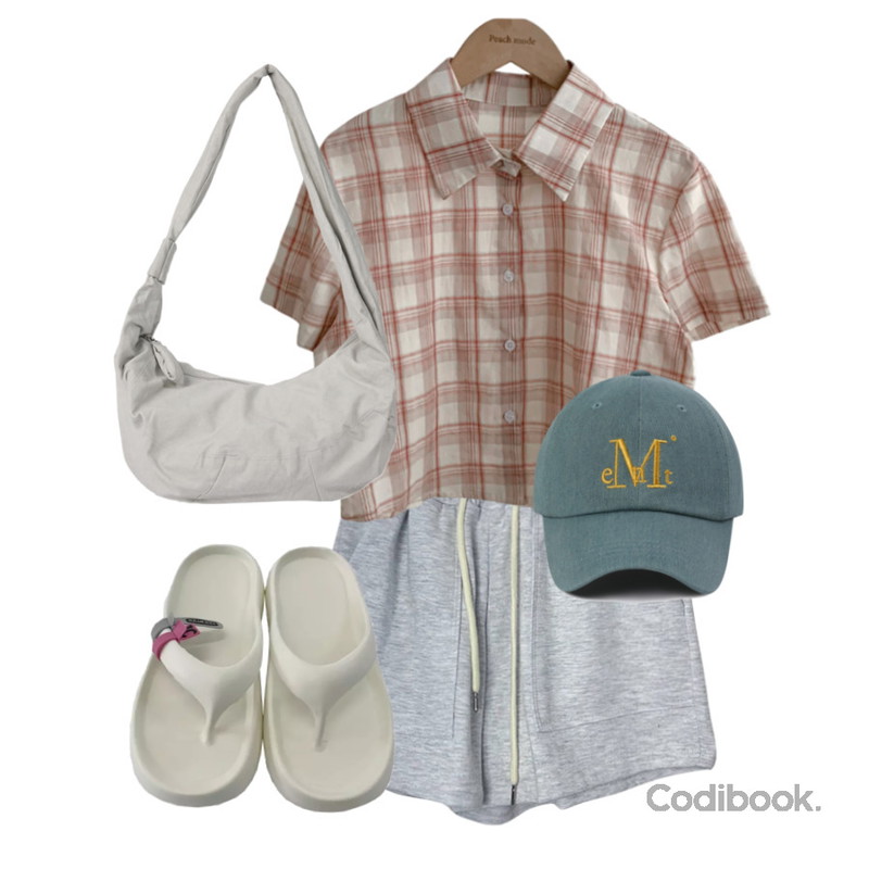 porterna 크루아 넛트 숄더 백,AAKE LIBERTY FLIP-FLOPS (3color),MUCENT MUCENT SIGNATURE BALL CAP (Vintage washing denim) 무센트 시그니처 볼캡 (빈티지 워싱 데님)등을 매치한 코디