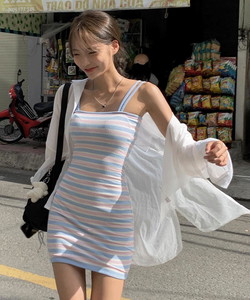 All day see-through overfit striped shirt