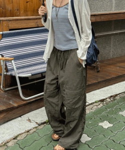 Long gusset nylon straight cargo pants