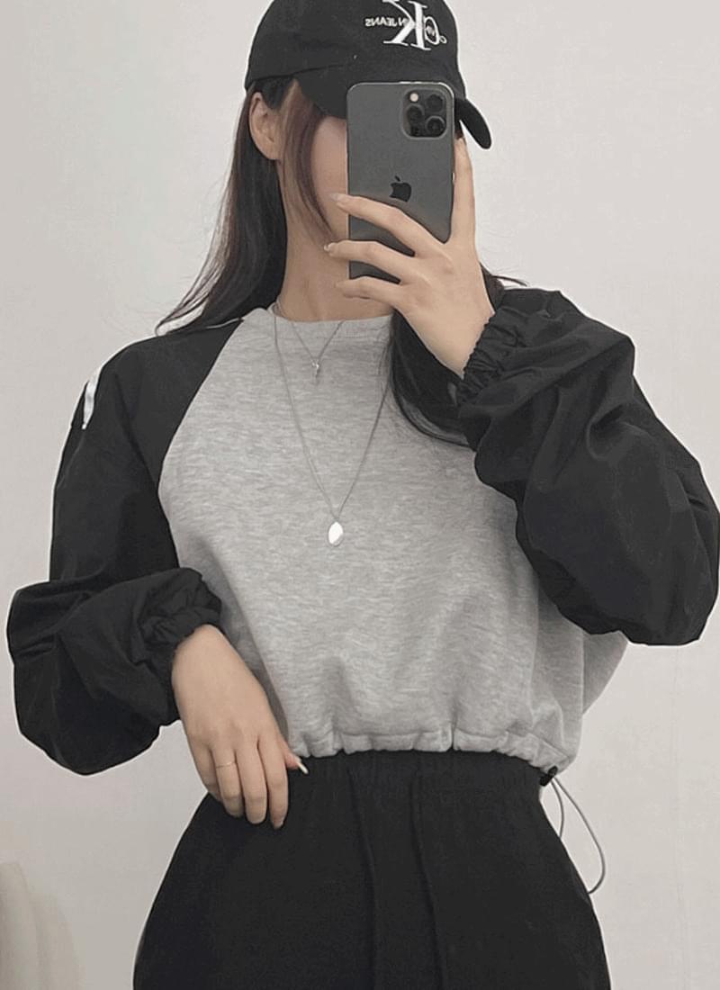 Rustic color combination overfit two-line crop string Sweatshirt 3 colors (Ships Today)