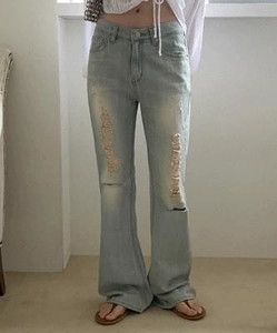 Moeti Damage Flared Denim Pants