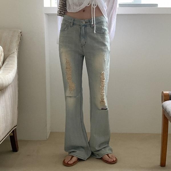 Moeti Damage Flared Denim Pants