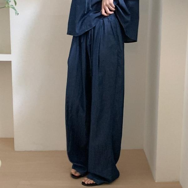 Mob denim wide banding pants