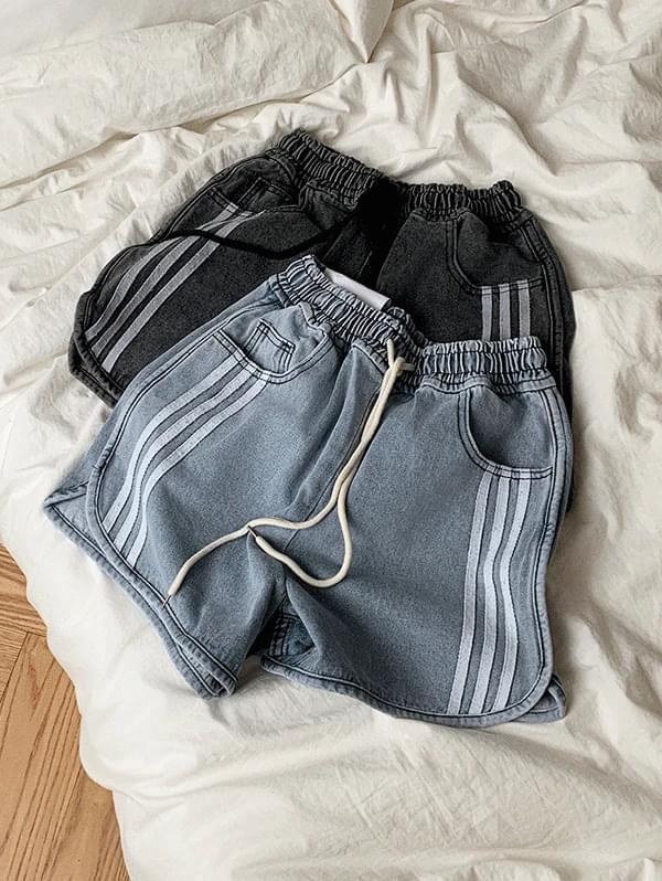 This denim track training shorts - 2color