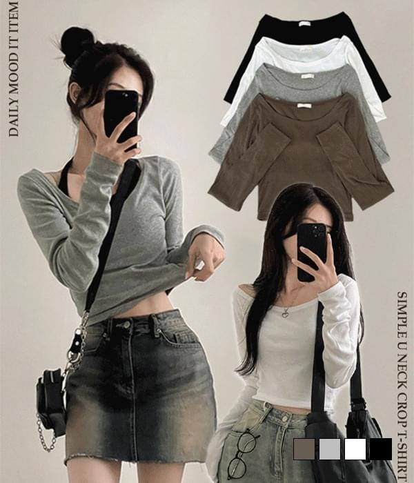 Basic item recommendation, plain unisex crop long sleeve t-shirt