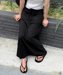 Grana Cotton Banding Long Skirt