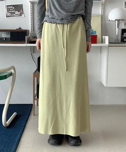 Rabitle satin banding long skirt