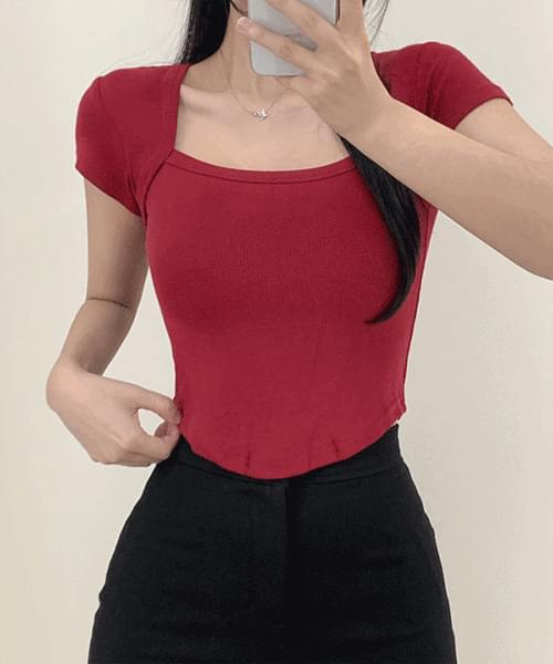 Kyo Square Neck Roll Short Sleeve Tee