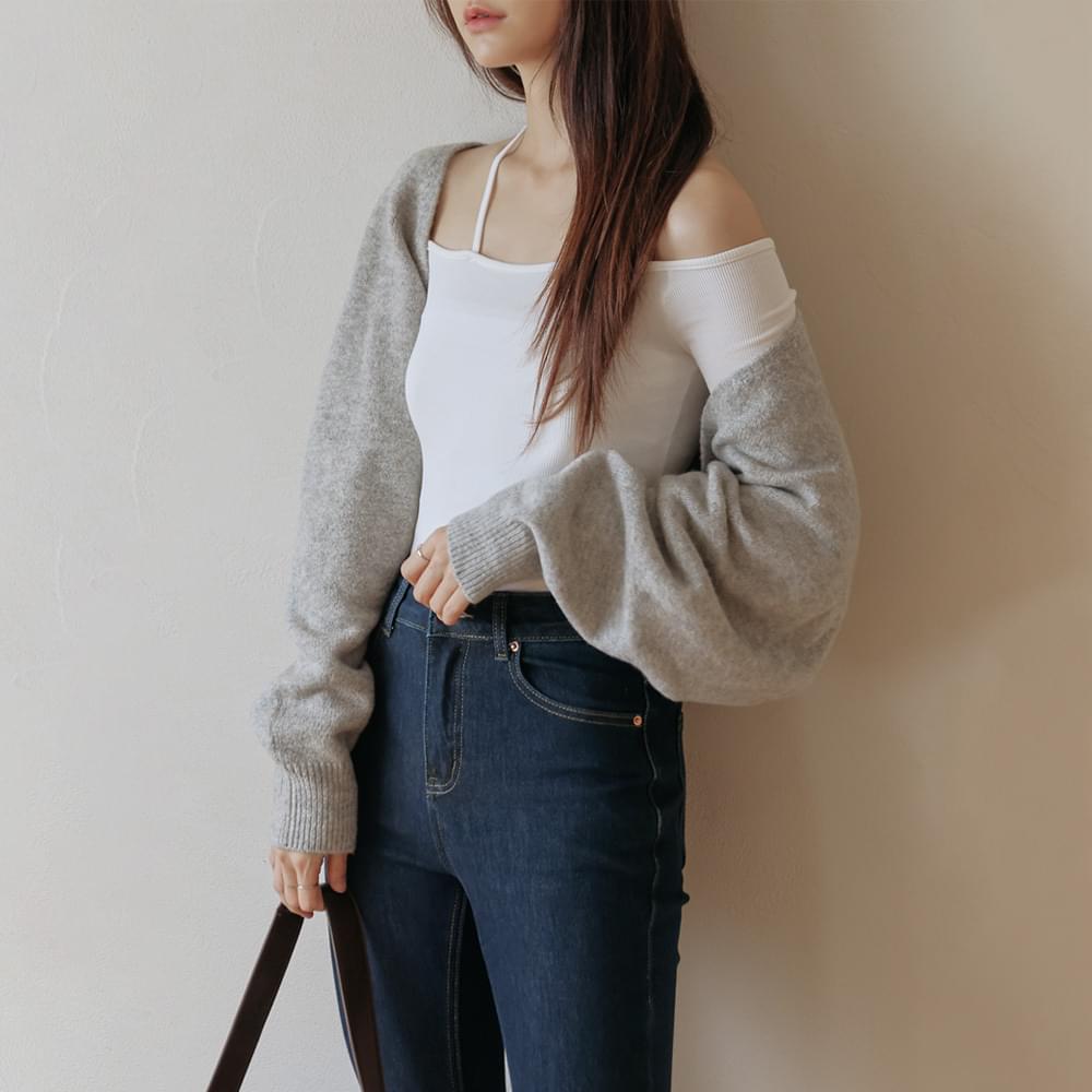 Blonde Wool Crop Knit Bolero Cardigan