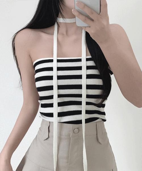 Squirrel Strap Scarf Knitwear Bra Top