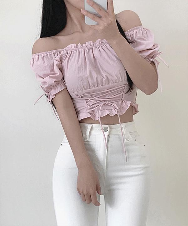 Omph corset frill short sleeve blouse 衬衫