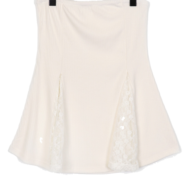 【WONDER WONDER】[2Way] Forner Lace Color Tube Top Midi SK wonderwonder - Ponner lace color blocking tube top midi