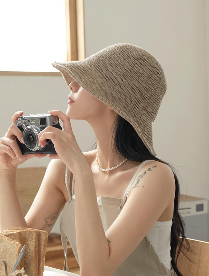 Resort rattan bungee bucket hat summer hat 4color (Ships Today)