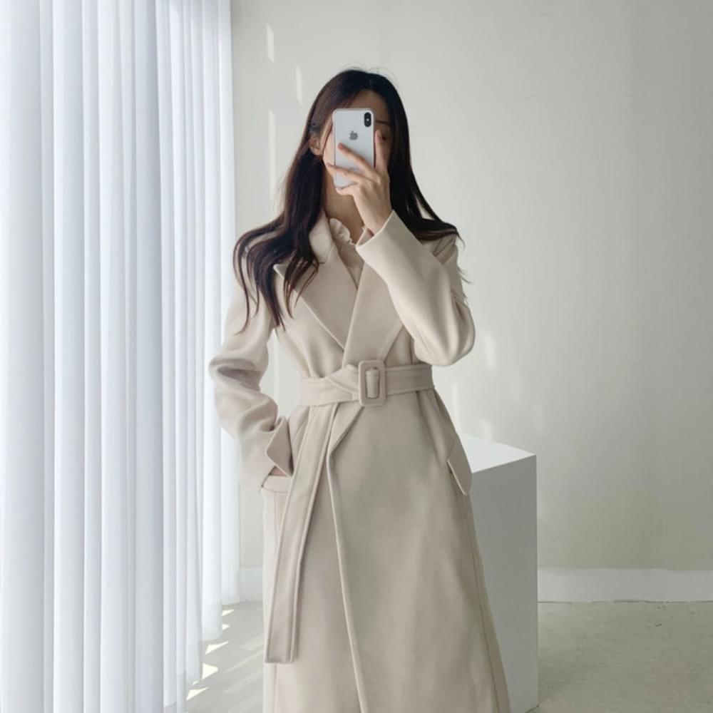 High quality maxi belt long robe coat ivory black mocha oatmeal