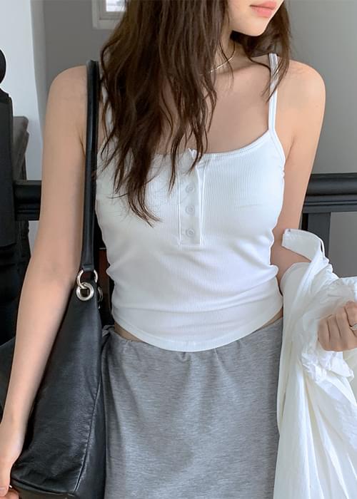 Button Ribbed Cap Sleeveless (3 colors)