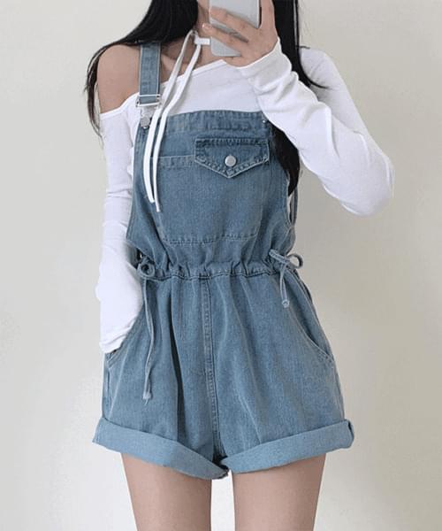 Dua Denim Pocket Suspender Pants Dress