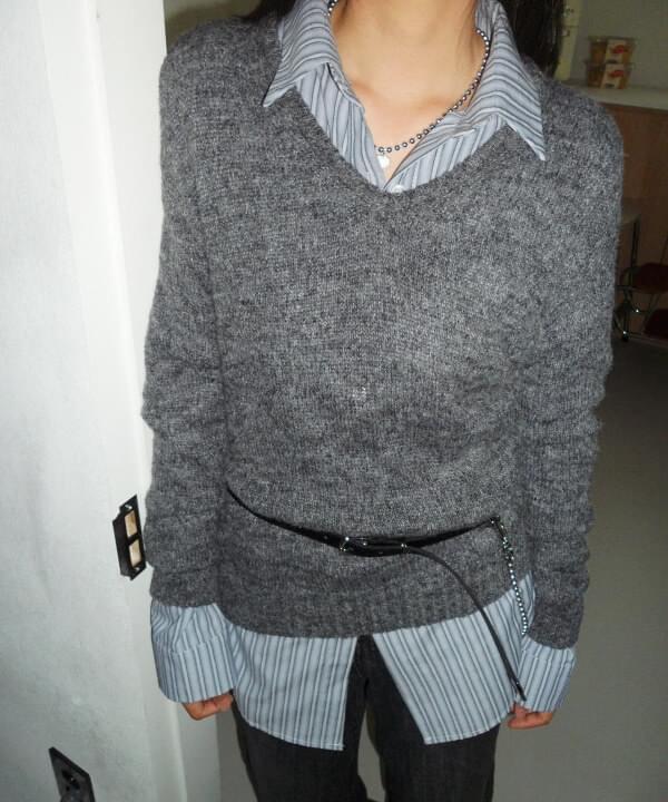 Mirror V-Neck Loose-fit thin long sleeve knitwear autumn layered 3 color