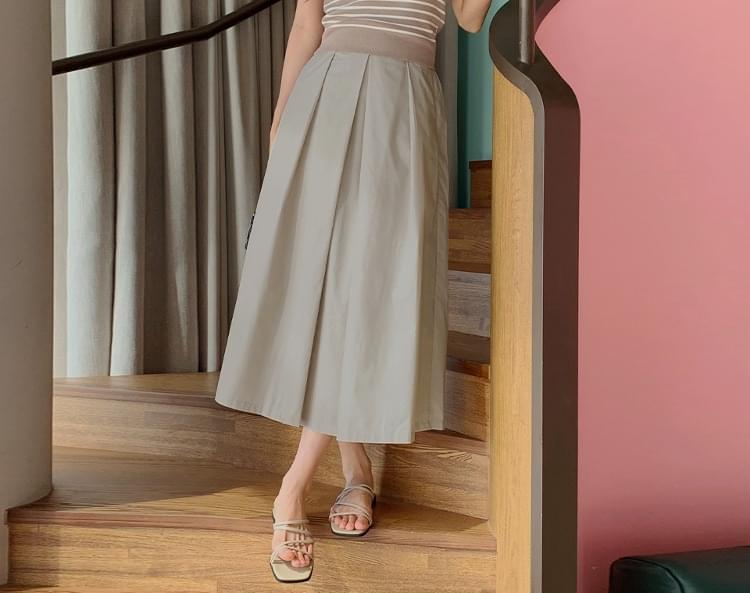 Lepindor pleated back banding long skirt