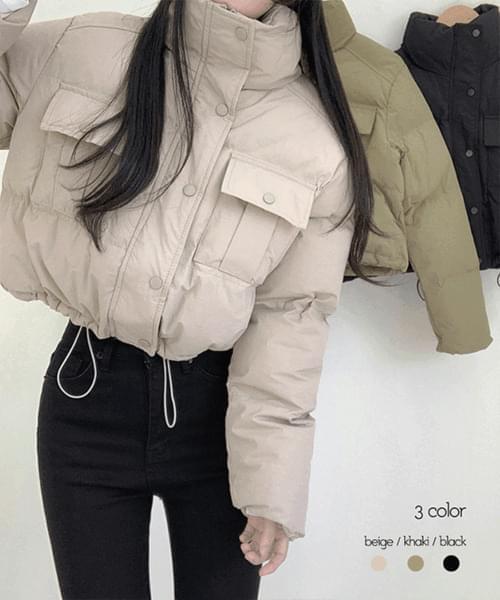 Danone string high neck crop padded Jacket (Ships Today)