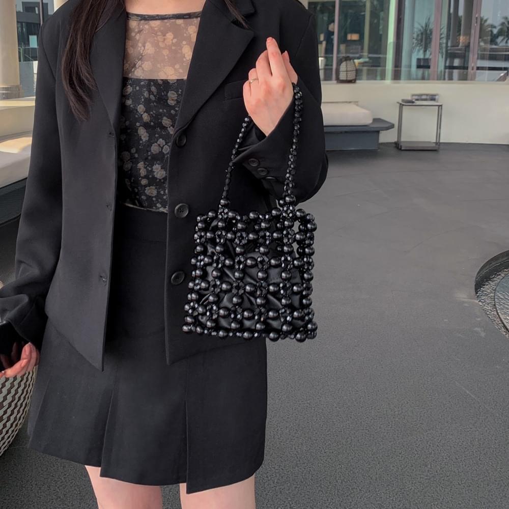 Luxury pearl bead beads mini handbag square clothing pouch bag storage bag travel bag 3COL 肩背包